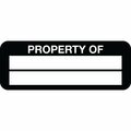 Lustre-Cal Property ID Label PROPERTY OF Polyester Black 2in x 0.75in  2 Blank # Pads, 100PK 253744Pe2K0000
